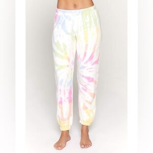 Spiritual Gangster Perfect Terry Tie Dye Sweatpants in Sunny Day Swirl Large
